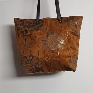 Unbranded Brown Chic Floral Tote Bag EUC